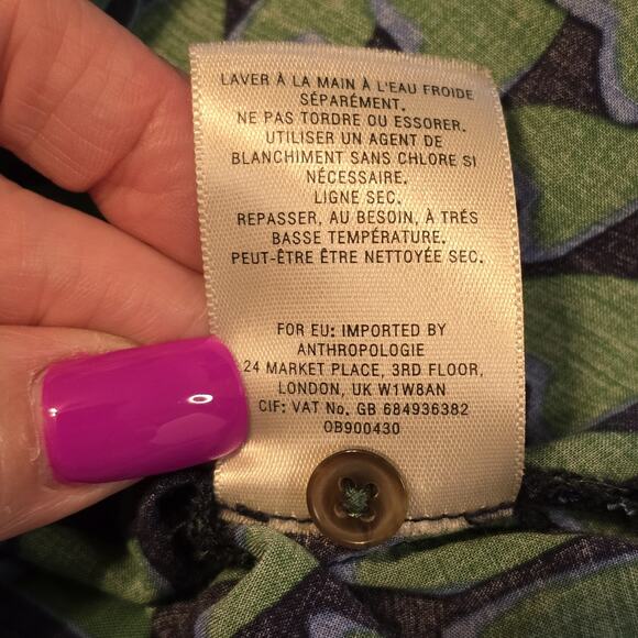 Anthropologie Conversations 30/52 Blouse 4 Heart Print Blue Green Collectible - Picture 5 of 11